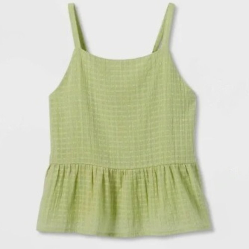 Art Class Girls Sleeveless Woven Peplum Tank Top Pastel Sage Size XXL (18) NWT